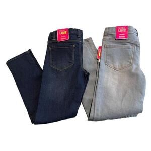 Real Love Jeans 2 Pack Girls Size 7 Stretch Pull On Jegging Dark Light Wash NEW